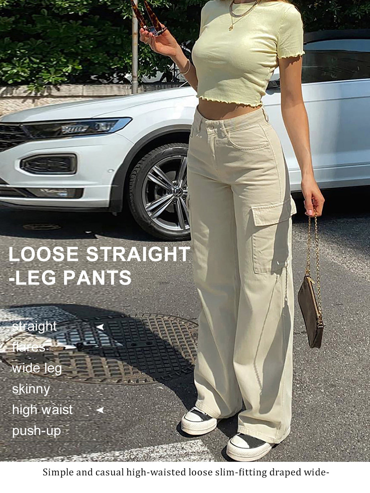 Women's Casual Utility Pants – Ivory - Apricot