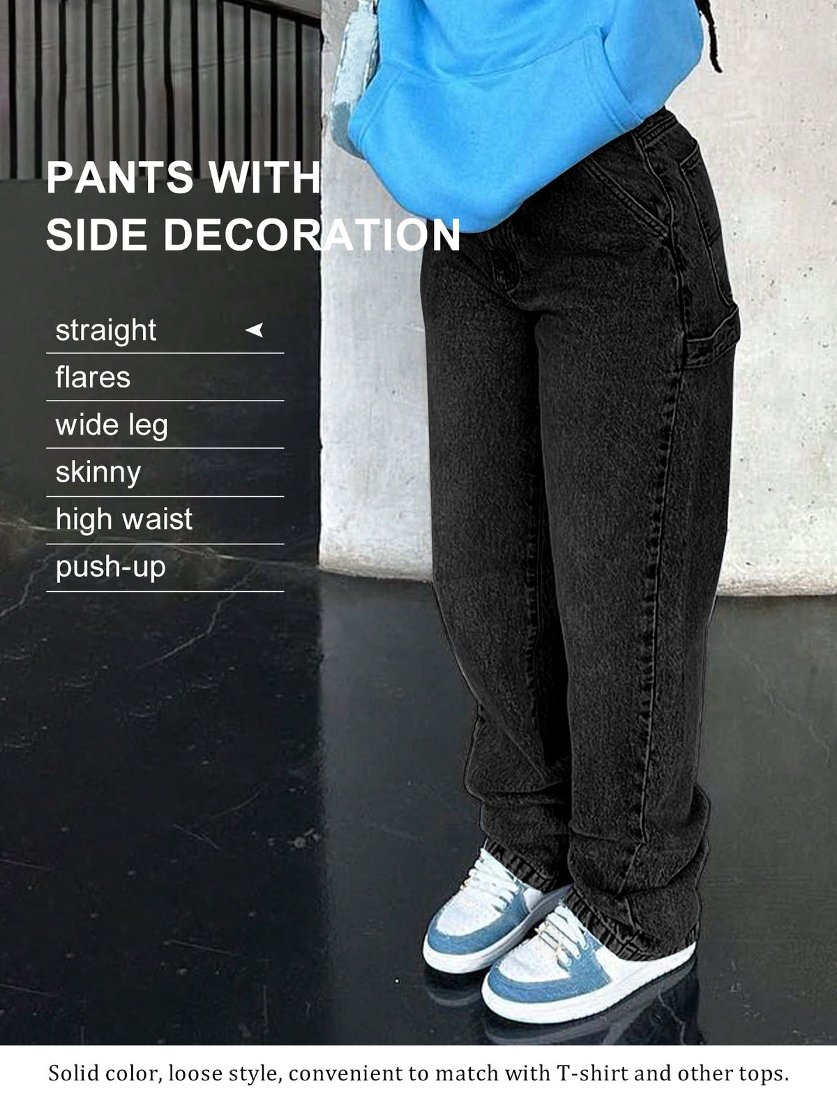 Women's Slim Fit Straight Leg Jeans – Vintage Wash - Black