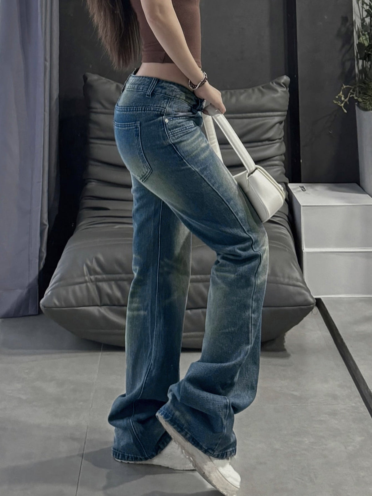 Cowgirl Flared Denim Jeans – Bell Bottoms Y2K - Blue