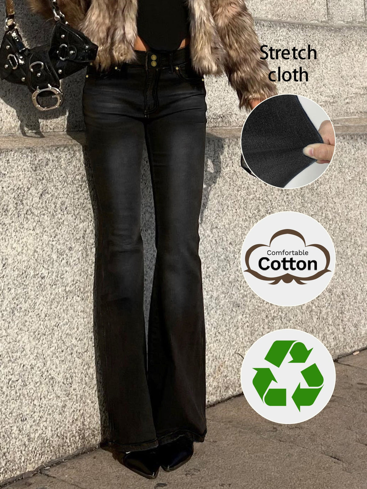 Women's High Waist Flared Jeans – Gradient Wash - Black