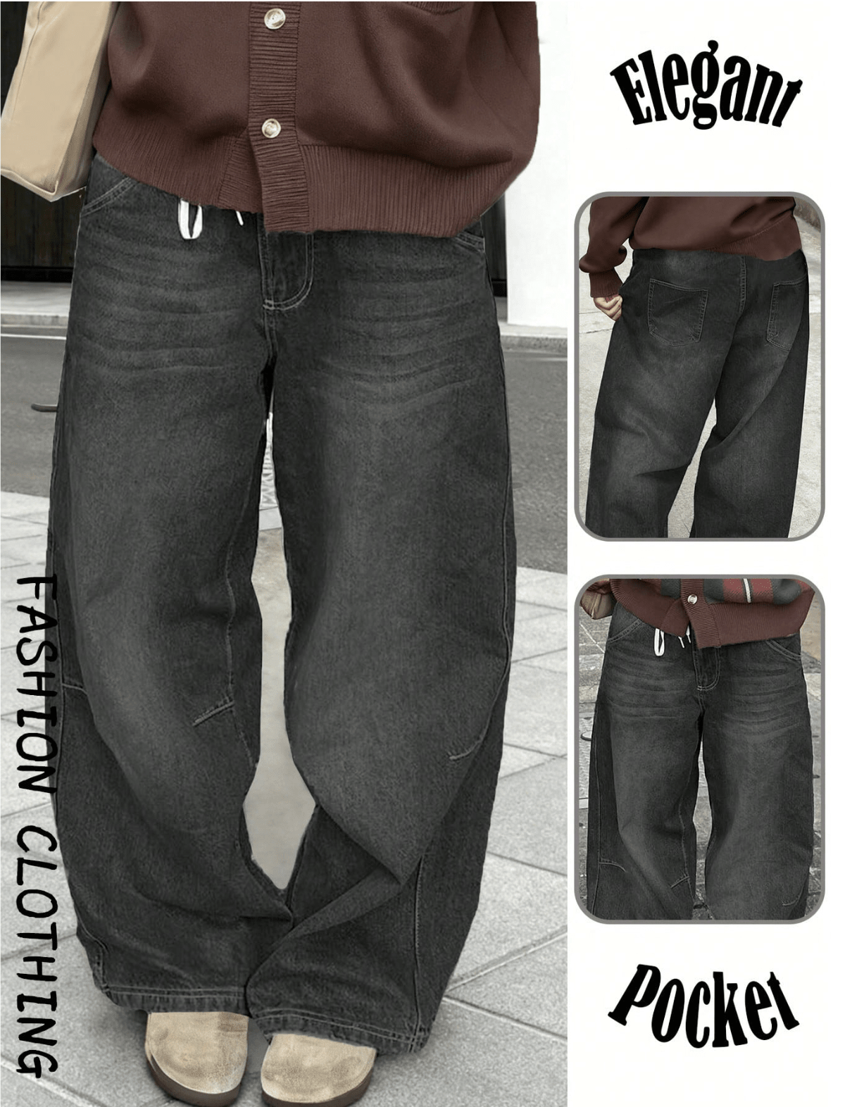 Women's Low-Rise Flared Stretch Jeans - Black