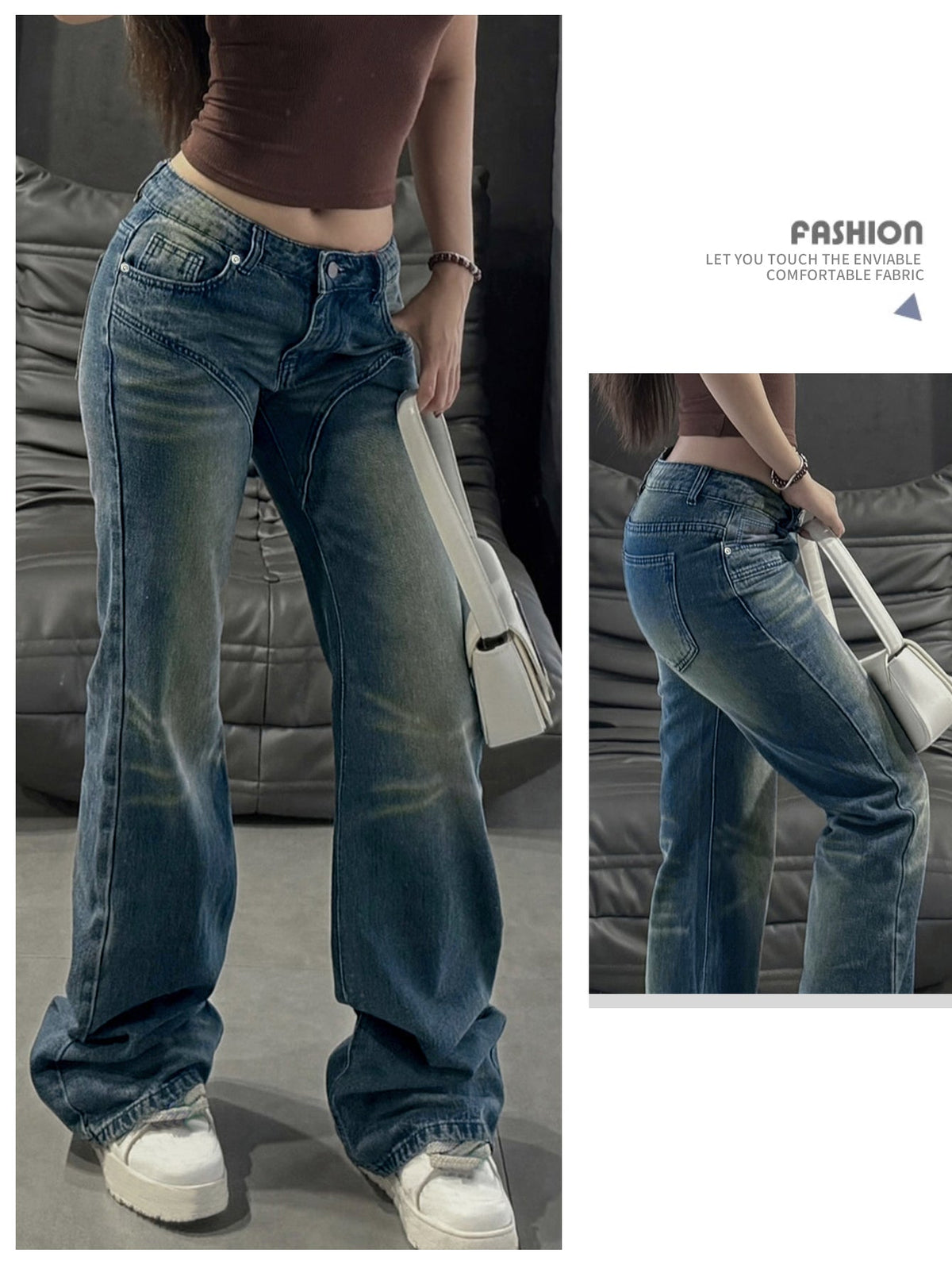 Cowgirl Flared Denim Jeans – Bell Bottoms Y2K - Blue