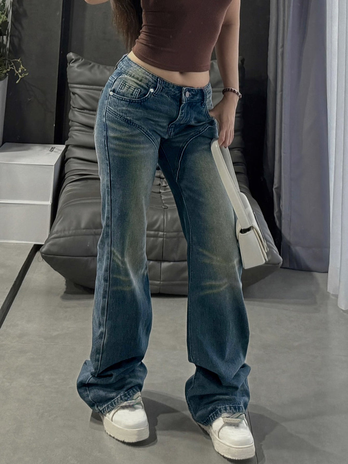 Cowgirl Flared Denim Jeans – Bell Bottoms Y2K - Blue