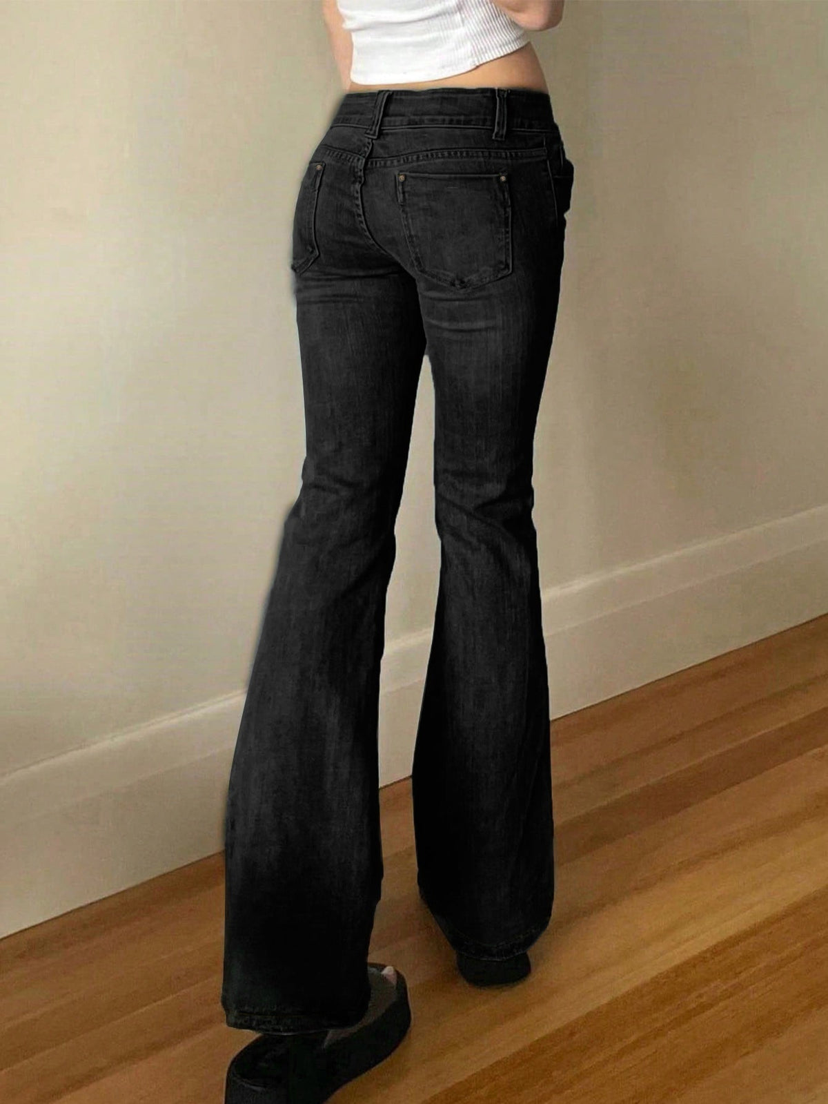 Women's High Waist Flared Jeans – Gradient Wash - Black