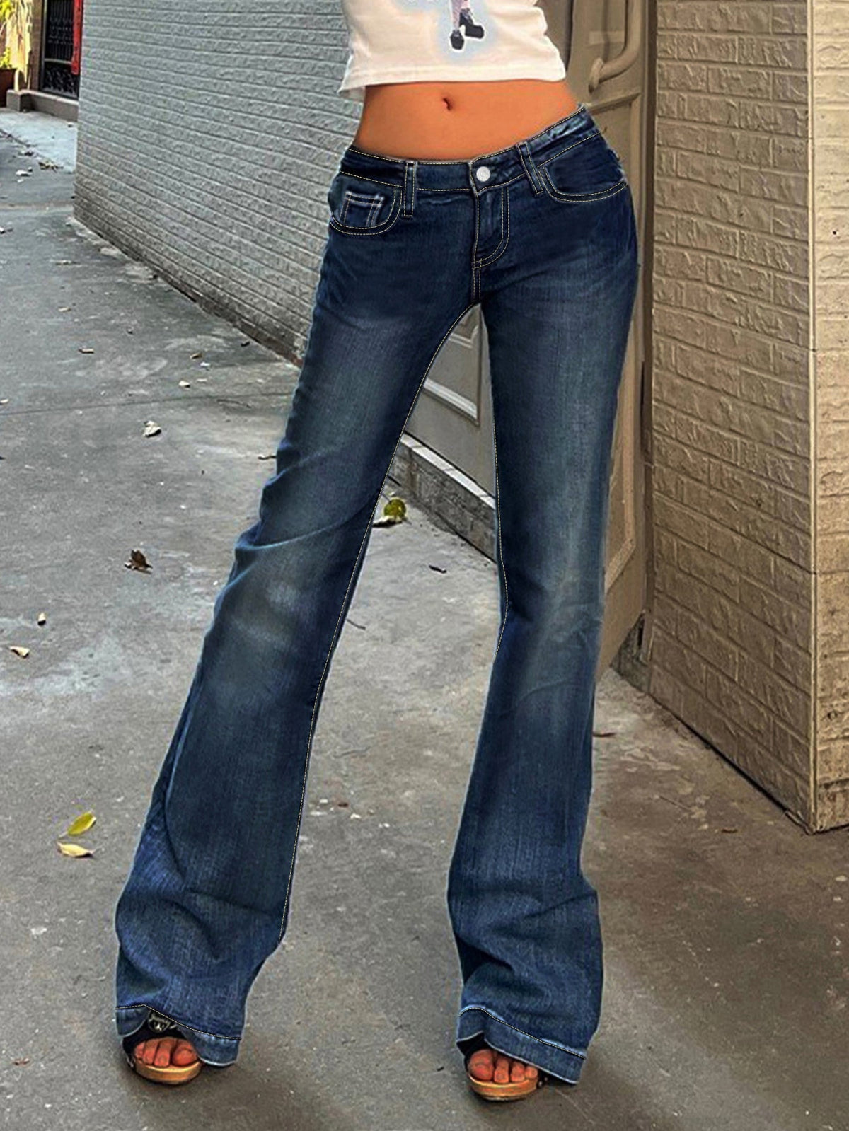 Women's Low-Rise Flared Jeans – Y2K Vintage - Dark Blue