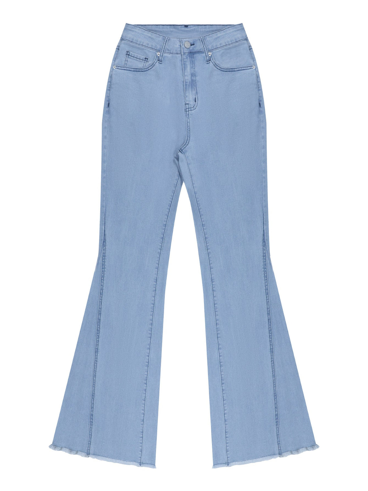 Women's Slim Fit Flare Jeans – Butterfly Embroidery - Light Blue